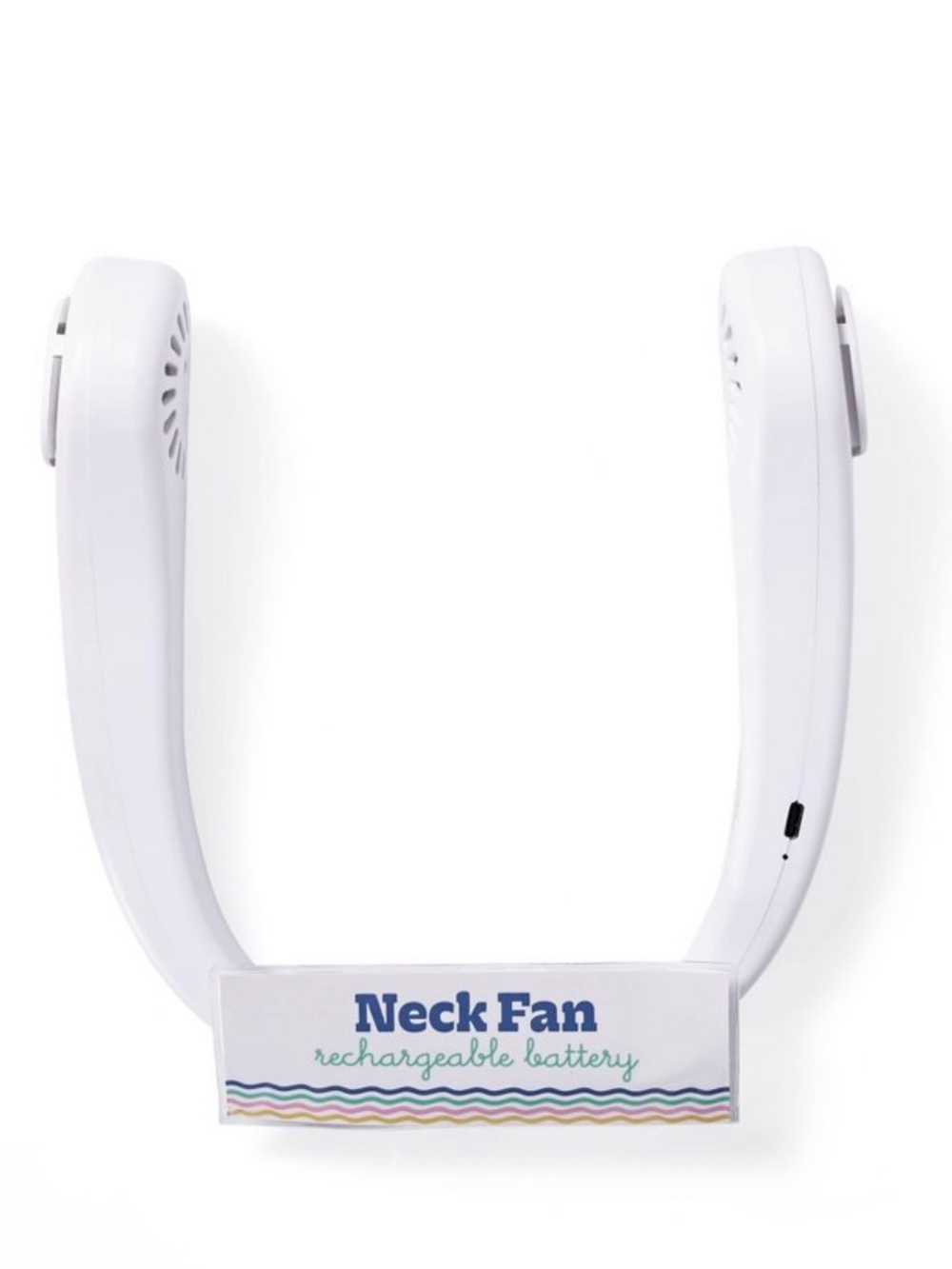 White Rechargeable Neck Fan - Hands-Free Personal Cooling